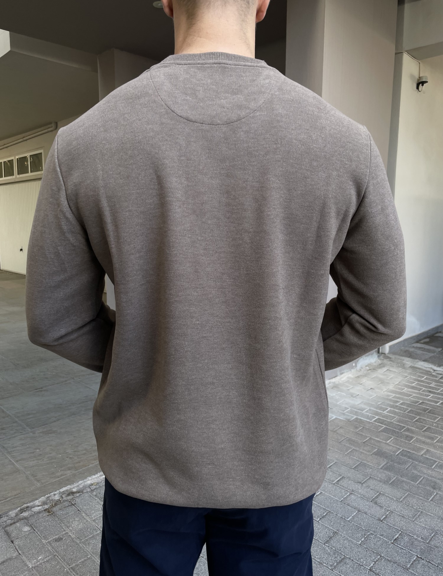 Ανδρική πούρο πλεκτή βαμβακερή μακρυμάνικη μπλούζα plus size 2308Q φωτογραφία